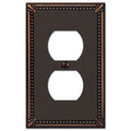 AMERELLE Imperial Bead 1 Gang Duplex Metal Wall Plate - Aged Bronze