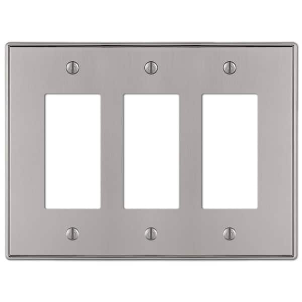 AMERELLE Ansley 3 Gang Rocker Metal Wall Plate - Brushed Nickel