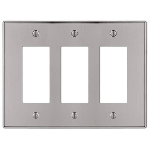 AMERELLE Ansley 3 Gang Rocker Metal Wall Plate - Brushed Nickel