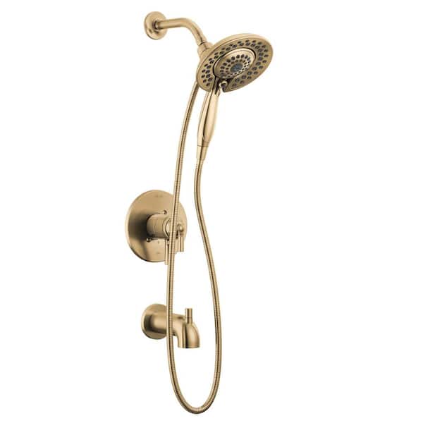 Delta Saylor Gold In2ition 1-Handle Wall Mount Tub and Shower Trim Kit in Champagne Bronze (Valve Not Included)