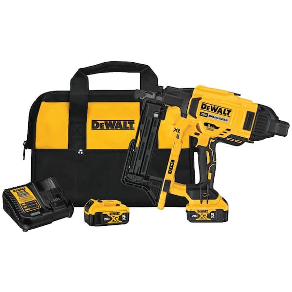 DEWALT 20V MAX Lithium-Ion 9-Gauge Cordless Fencing Stapler Kit with (2) 5.0Ah Batteries, Charger and Bag DCFS950P2