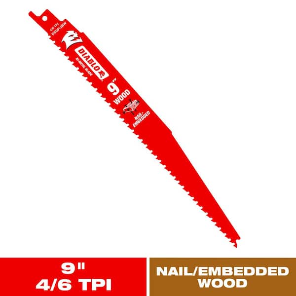 DIABLO 9 in. 4/6 TPI Bi-Metal Reciprocating Saw Blade for Nail-Embedded Wood