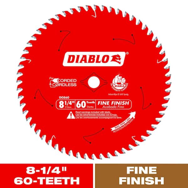 DIABLO 8-1/4in. x 60-Teeth Fine Finish Circular Saw Blade for Wood