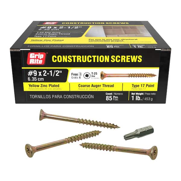 Grip-Rite #9 x 2-1/2 in. Star Drive Dual Flat Head Coarse Thread Construction Screws 1 lb. Box