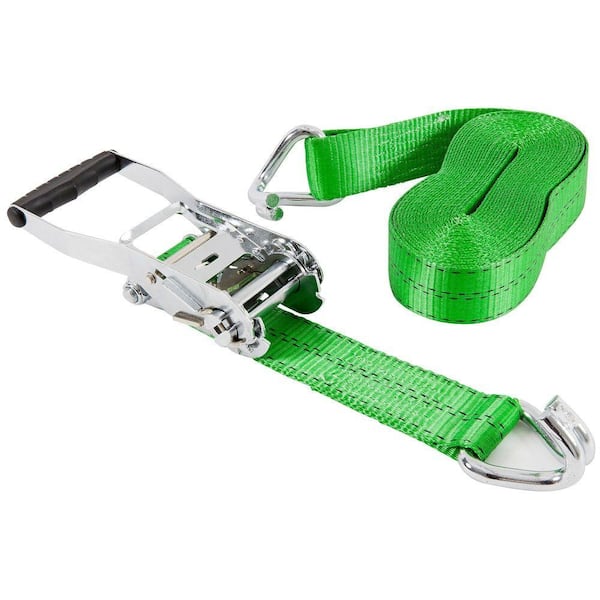 Keeper Chrome Heavy-Duty Ratchet Tie Down Strap 30 ft. x 2 in. 3,333 lbs with Double J Hook