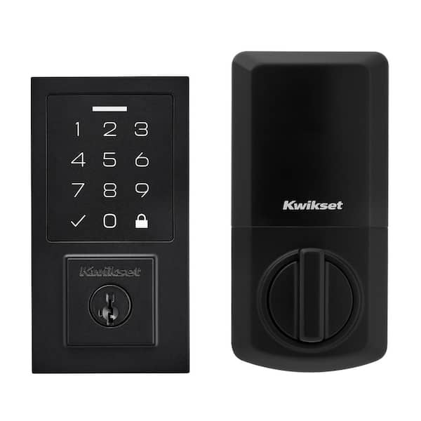 Kwikset SmartCode 270 Contemporary Matte Black Touchpad Single Cylinder Electronic Deadbolt Featuring SmartKey Security