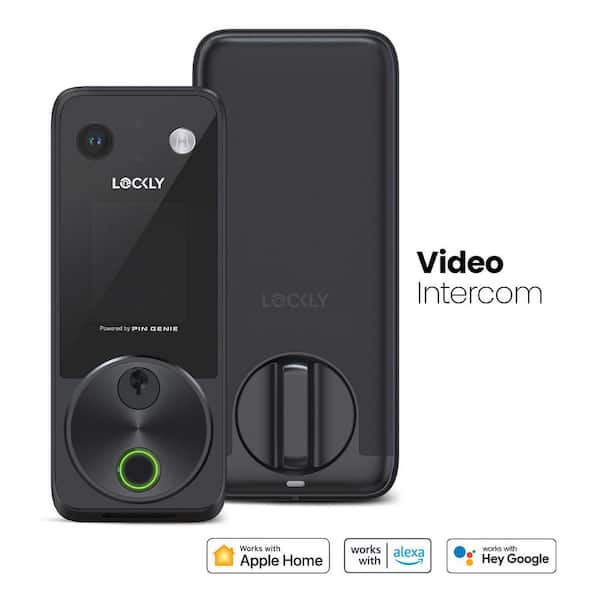 Lockly Vision 2K Video Zeno Matte Black Deadbolt Wi-Fi Doorbell Smart Lock,Home Key,Night Vision,Fingerprint, Siri/Alexa/Google
