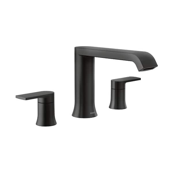 MOEN Genta LX 2-Handle Deck-Mount High Arc Roman Tub Faucet Trim Kit in Matte Black (Valve Not Included)