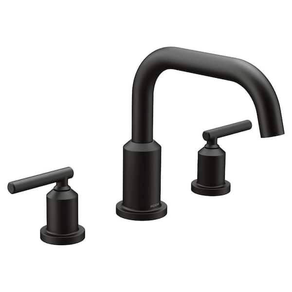 MOEN Gibson 2-Handle Deck-Mount Roman Tub Faucet Trim Kit in Matte Black (Valve Not Included)