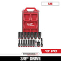 Milwaukee SHOCKWAVE Impact-Duty 3/8 in. Drive SAE Deep Well Impact PACKOUT Socket Set (17-Piece)