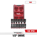 Milwaukee SHOCKWAVE Impact-Duty 1/2 in. Drive SAE Deep Well Impact PACKOUT Socket Set (15-Piece)