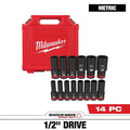 Milwaukee SHOCKWAVE 1/2 in. Drive Metric Deep Well 6 Point Impact Socket Set (14-Piece)