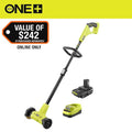RYOBI ONE+ 18V Patio Cleaner with Wire Brush Edger with 2.0 Ah Battery and Charger