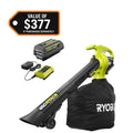 RYOBI 40V Vac Attack Cordless Leaf Vacuum/Mulcher with 5.0 Ah Battery and Charger RY40451
