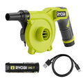 RYOBI USB Lithium Cordless High Volume Inflator Kit with USB Lithium 2.0 Ah Battery and Charging Cable