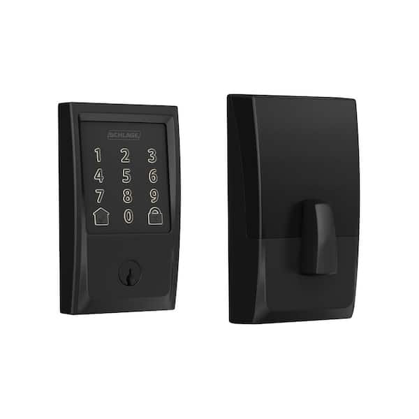 Schlage Century Matte Black Electronic Encode Smart WiFi Deadbolt with Alarm