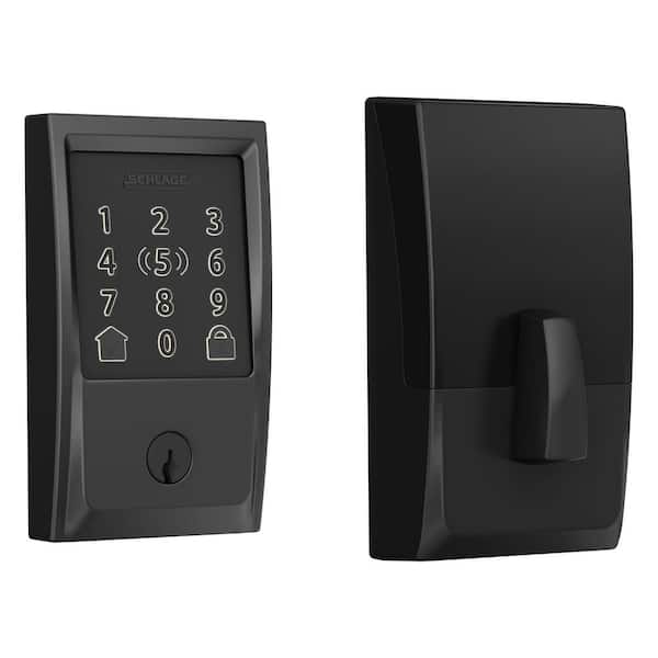 Schlage Century Matte Black Electronic Encode Plus Smart WiFi Deadbolt with Alarm