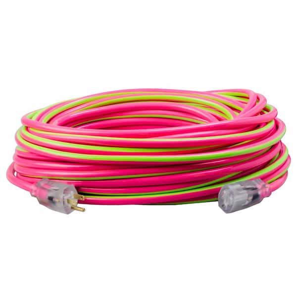Southwire 100 ft. 12/3 SJTW Hi-Visbility Multi-Color Outdoor Heavy-Duty Extension Cord with Power Light Plug