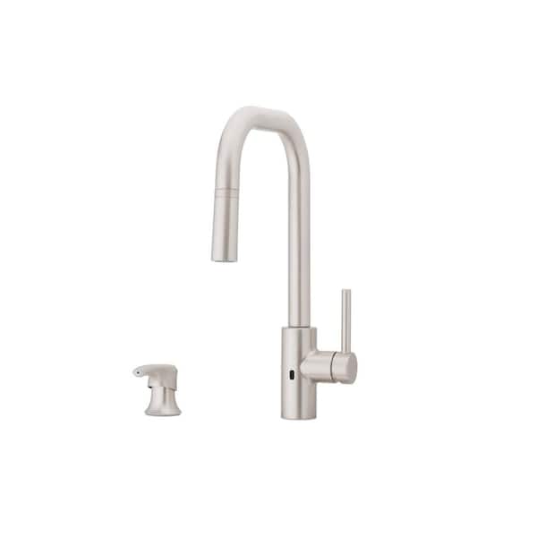 Pfister Zanna Single-Handle Touchless Kitchen Faucet with Deckplate and Soap Dispenser in Spot Defense Stainless Steel