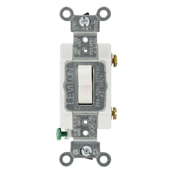 Leviton 20 Amp Single-Pole AC Quiet Toggle Switch, White CSB1-2WS
