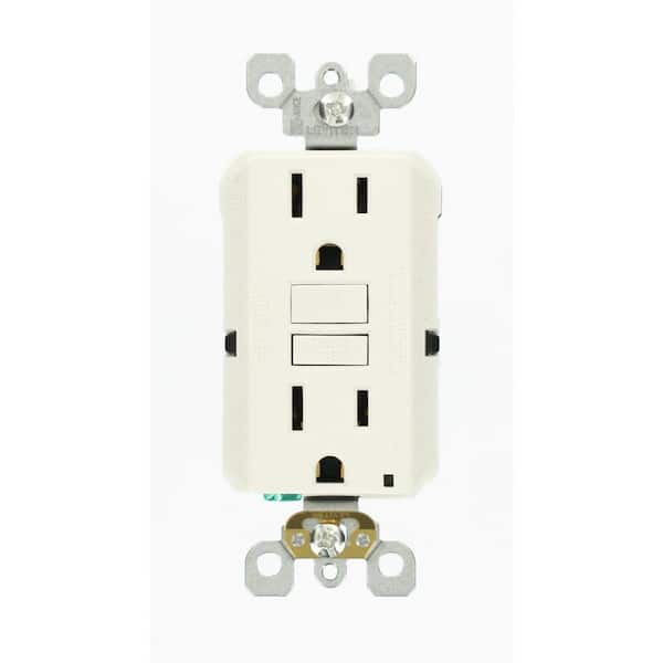 Leviton 15 Amp Self-Test SmartlockPro Slim Duplex GFCI Outlet, White GFNT1-KW